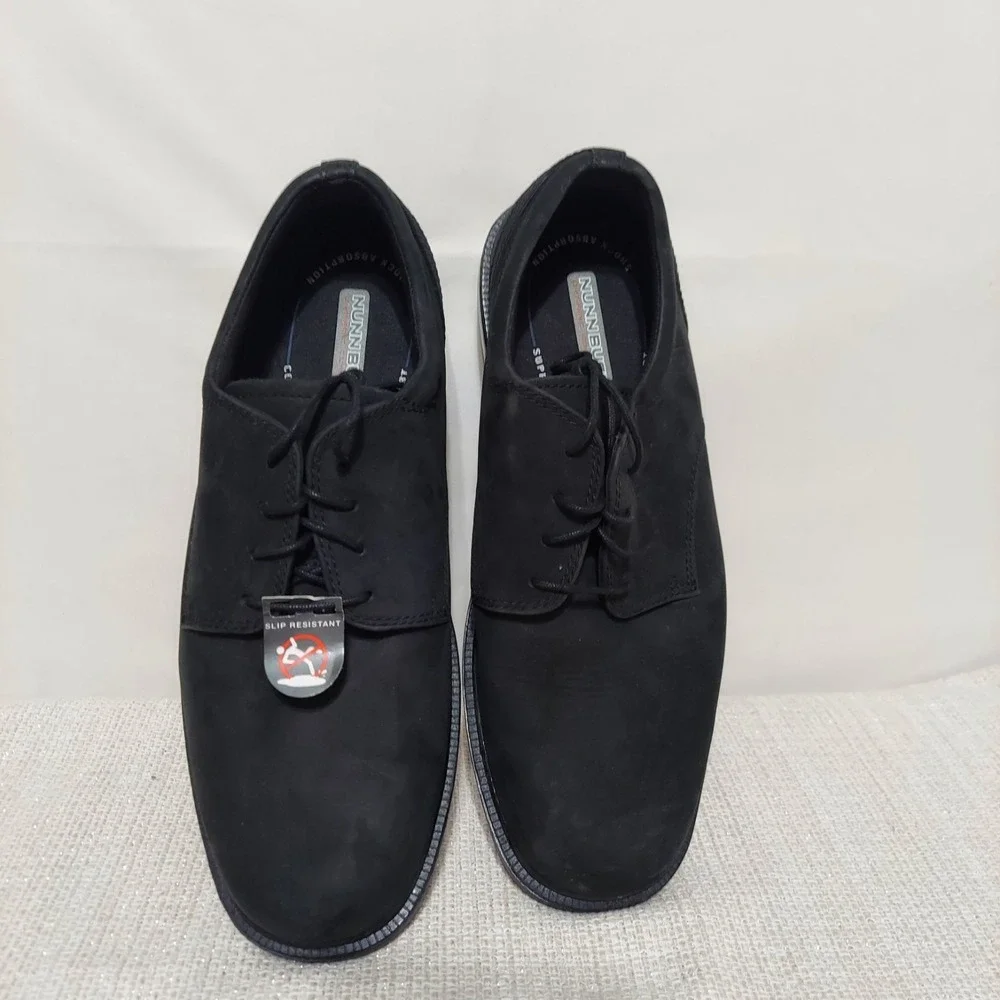 Nunn‎ Bush Mens 84153-006 Black Leather Slip Resistant Oxford Shoes 10W Wide